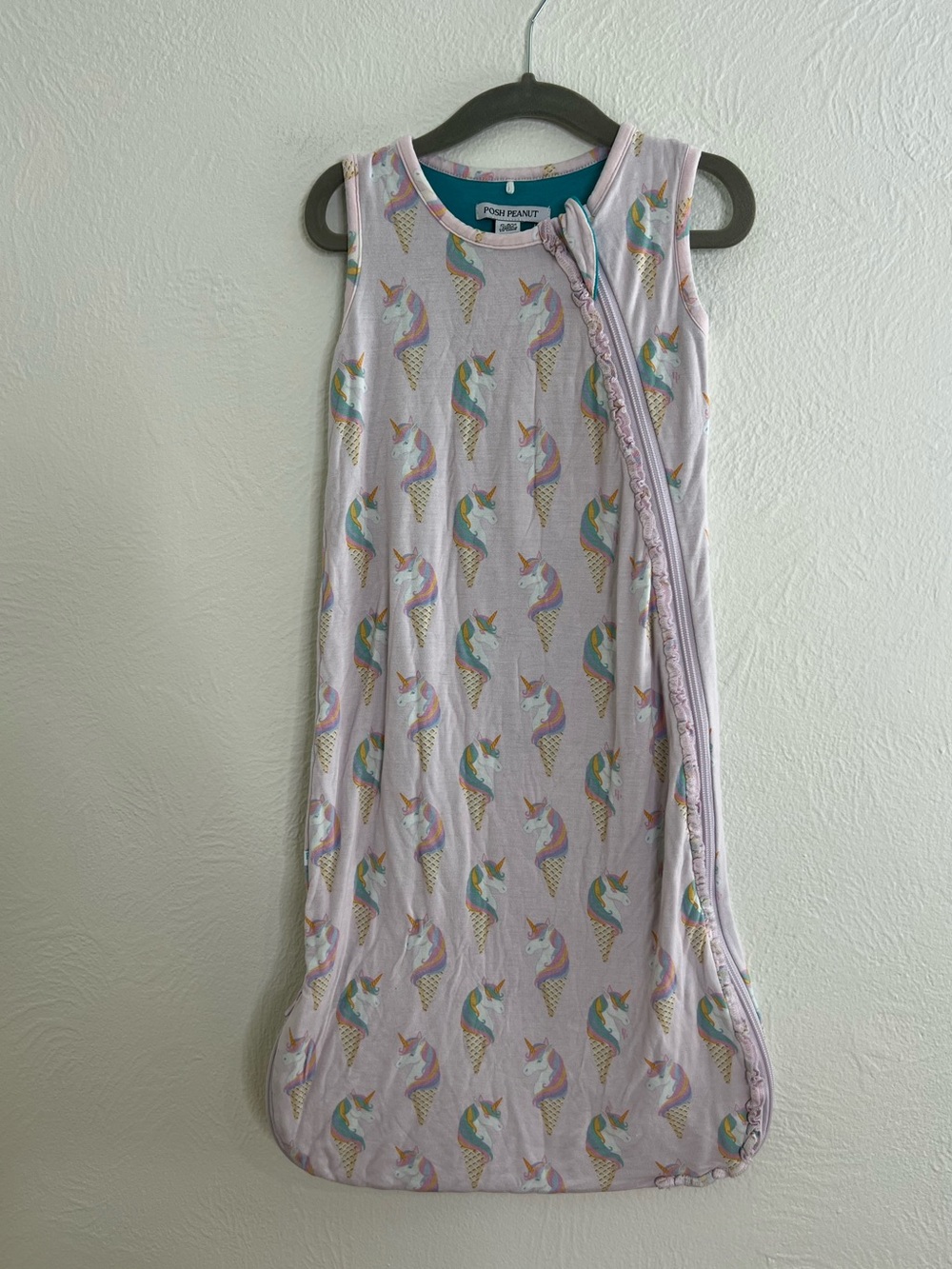 Posh Peanut Lavender Unicorn Ice Cream Print Sleep Sack Dress size 0-6 months